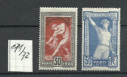 FRANKREICH France 1924 Michel 171 - 172 * Olympic Games Paris - Estate 1924: Paris