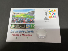 9-8-2023 (2 T 2) FIFA Women's Football World Cup Match 55 (stamp + $ 1.00 Coin) France (4) V Morocco (0) - Dollar