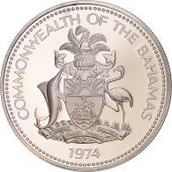 Monnaie, Bahamas, Elizabeth II, Dollar, 1974, Franklin Mint, U.S.A., Proof, FDC - Bahama's