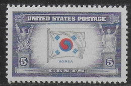 USA  N° 462  * *  Drapeaux Corée - Unused Stamps