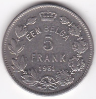 Belgique 5 Francs 1931 Position B , Légende Flamand , Albert I, En Nickel , KM# 98 - 5 Frank & 1 Belga