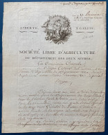 4 Novembre 1803  Lettre Décorative Ornée De La SOCIÉTÉ LIBRE D'AGRICULTURE Des Deux SEVRES Signé GRELLET DESPRADES - Sin Clasificación