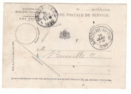 Belgique - Carte Postale De Service De 1890 - Oblit Marchienne Au Pont - Exp Vers Bruxelles - - Covers & Documents