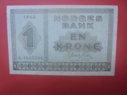 NORVEGE 1 KRONE 1944 Préfix G Circuler (B.30) - Noruega