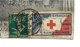 Vignette CROIX ROUGE - SOCIÉTÉ FRANCAISE De SECOURS Aux BLESSÉS MILITAIRES - Sur Carte Postale De TOURS - Cruz Roja