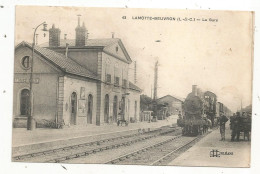 Cp, Chemin De Fer, La Gare Avec Train, 41, LAMOTTE-BEUVRON, Voyagée 1927 - Estaciones Con Trenes