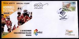 HORNBILL FESTIVAL- CELEBRATIONS- NAGA TRIBE - PICTORIAL CANCEL - SPECIAL COVER- INDIA-2022- BX4-25 - Specht- & Bartvögel