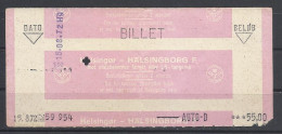 Denmark To Sweden, Ferry Ticket, "Auto-D", 55.00, 1972. - Europa