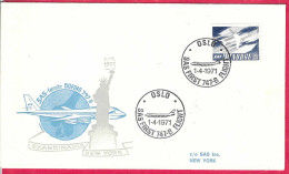 NORVEGIA - FIRST FLIGHT SA 747-B FROM OSLO TO NEW YORK *1.4.1971* ON OFFICIAL COVER - Storia Postale