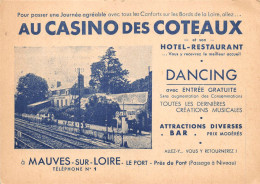 ¤¤    -   MAUVES-sur-LOIRE   -  Carte Publicitaire De L'Hôtel, Restaurant " Au Casino Des Coteaux "    -   ¤¤ - Mauves-sur-Loire