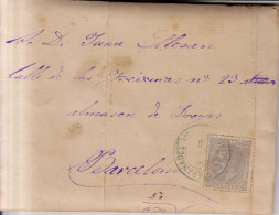 Año 1879 Edifil 204 Alfonso XII Carta Matasellos Azul Villafranca Del Penedes Pablo Miro - Storia Postale