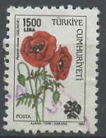 Turquie - Türkei - Turkey 1984 Y&T N°2441 - Michel N°2897 (o) - 1500l Papaver Rhoeas - Usati