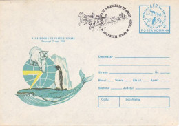 WHALE, POLAR BEAR, PENGUIN, POLAR PHILATELIC EXHIBITION, COVER STATIONERY, 1988, ROMANIA - Evenementen & Herdenkingen