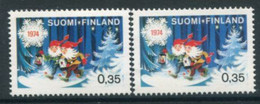FINLAND 1974 Christmas On Both Papers MNH  / **.  Michel 758x+y - Unused Stamps