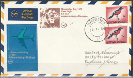 BRD Flugpost / Erstflug LH 553 Boeing 707 Johannesburg - Kinshasa 3.11.1971 Ankunftstempel 3.11.1971 ( FP 63) - First Flight Covers