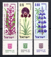 Israel 1970 Independence Day - Flowers - Tab - Set Used (SG 445-447) - Oblitérés (avec Tabs)