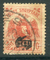 ALBANIA 1922 Skanderberg And Eagle 10 Q. With Control Overprint Type II Used..  Michel 78 II - Albanie