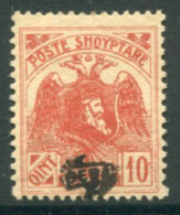 ALBANIA 1922 Skanderberg And Eagle 10 Q. With Control Overprint Type II LHM / *.  Michel 78 II - Albanie