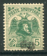 ALBANIA 1922 Skanderberg And Eagle 5 Q. With Control Overprint Type II LHM / *.  Michel 77 II - Albanien