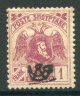 ALBANIA 1922 Skanderberg And Eagle 1 Fr. With Control Overprint Type I LHM / *.  Michel 81 II - Albanie