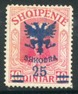 ALBANIA 1920 Overprint On Unissued Prince William 25 On 10 Q. MNH / **.  Michel 72 - Albanie