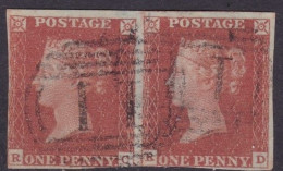 GB Victoria Line Engraved  Penny Red .  Imperf Pair. Good Used - Gebraucht