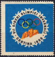 1956 - Winter Olympic Games - CORTINA D'Ampezzo ITALY - LABEL - CINDERELLA - VIGNETTE - Hiver 1956: Cortina D'Ampezzo