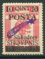 ALBANIA 1919 Straight Comet Overprint 10 Q. On Fiscal 8 H.. LHM / *.  Michel 49 III - Albanië