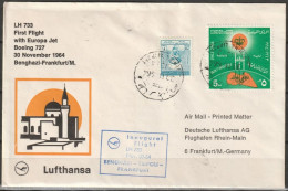 BRD Flugpost / Erstflug LH 727 Boeing 707 Benghazl - Frankfurt 11.8.1964 Ankunftstempel 30.11.64 ( FP 69) - Primi Voli