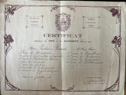 NANCY Certificat 1928 - Diplômes & Bulletins Scolaires