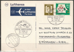 BRD Flugpost / Erstflug LH 409 Boeing 707 Hamburg - München 1.5.1967 Ankunftstempel 1.5.67 ( FP 74) - First Flight Covers