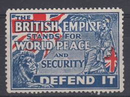 GB British Empire - Defend It Patriotic Cinderella Stamp MNH                / PR05 - Cinderelas