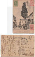 GREECE 1921 SALONICA POSTCARD CHURCH ST.DEMETRE PEOPLE OVERPRINTED STAMP SALONICA >INDIA BOMBAY VIA ALEXANDRIA PORT - Cartas & Documentos