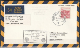 BRD Flugpost / Erstflug LH 490 Boeing 707 Frankfurt - Bogota 4.4.1967 Ankunftstempel 4.4.67 ( FP 75) - First Flight Covers