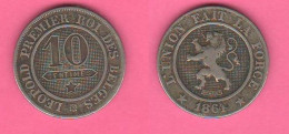 Belgio 10 Centimes 1864 Leopold I Belgique Belgium Belgies - 10 Cents