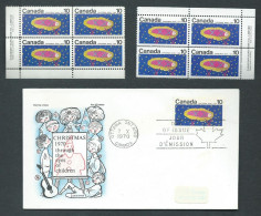 Canada - # 529 LL. & U.R. PB. MNH + FDC - Christmas 1970 - Hojas Bloque