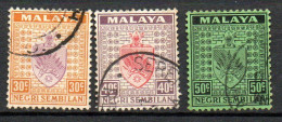 Col33 Malaisie Negri Sembilan 1935  N° 33 à 35 Oblitéré Cote : 11,00€ - Negri Sembilan