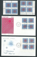 Canada # 557 U.R. & 557i L.R. PB. MNH + 2 X FDC - Christmas 1971 - Snowflakes - Blocks & Kleinbögen