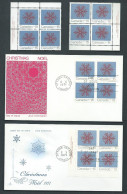 Canada # 557 U.R. & 557i L.R. PB. MNH + 2 X FDC - Christmas 1971 - Snowflakes - Blocs-feuillets