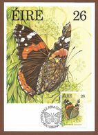 Irland / Eire 1985  Mi.Nr. 560 , Red Admiral - Fauna And Flora Series - Maximum Card - First Day II.IV.1985 - Cartoline Maximum