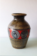 Vase Céramique Allemande Vintage Décor Texturé Abstrait - Autres & Non Classés