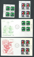 Canada - # 626-627 UL.PB. MNH + 2 FDC's - Christmas 1973 - Dove & Santa Claus - Blocchi & Foglietti