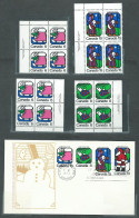 Canada - # 625-626-628 UL.& LR. PB. MNH + Combo. FDC - Christmas 1973 - Blocchi & Foglietti