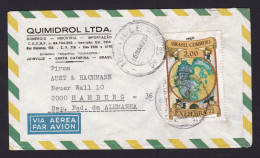 Brazil: Airmail Cover To Germany, 1973, 1 Stamp, World Map, History, Exhibition Exfilbra (minor Damage) - Lettres & Documents