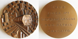 Venezuela Médaille Metro De Caracas 1er Ligne Entre Propatria – Chacaíto 1983 Par PRISME - Train - Otros & Sin Clasificación