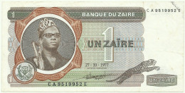 Zaïre - 1 Zaïre - 27.10.1977 - Pick 18.b -  Sign. 4 - Prefix C A , Sufix E - Mobutu - Zaire