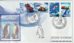 Moyens De Transports En Antarctique,  Belle Lettre FDC Adressée En Nouvelle-Zélande, Année 1998. Yv. 115/18 - Covers & Documents
