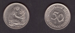 GERMANY   50 PFENNIG 1981 G (KM # 109) #7344 - 50 Pfennig