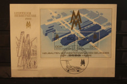 DDR 1989;  Leipziger Herbstmesse 1989, Messekarte; MiNr. Block 99; SST - Umschläge - Gebraucht