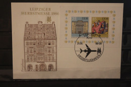DDR 1986;  Leipziger Herbstmesse 1986, Messekarte; MiNr. Block 85, ESST - Enveloppes - Oblitérées